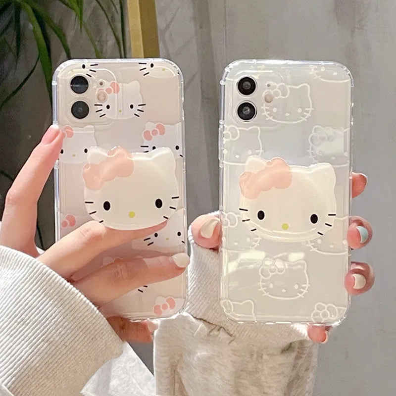 Transparent Hello Kitty Iphone Case with Gripper
