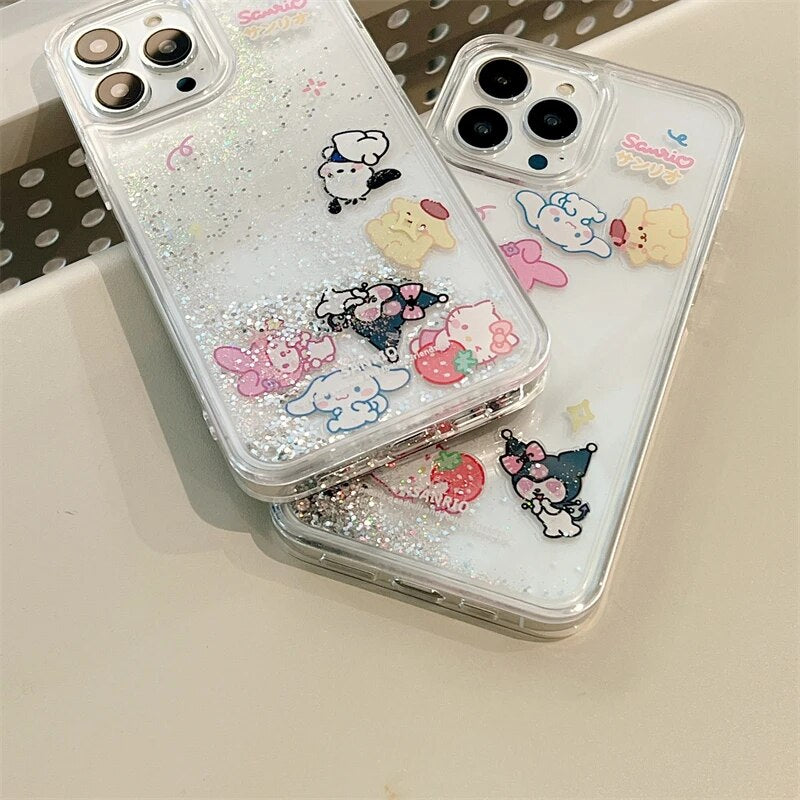 Sanrio Characters Glitter Quicksand Iphone Case