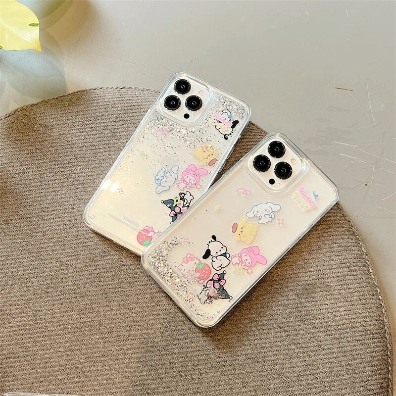 Sanrio Characters Glitter Quicksand Iphone Case