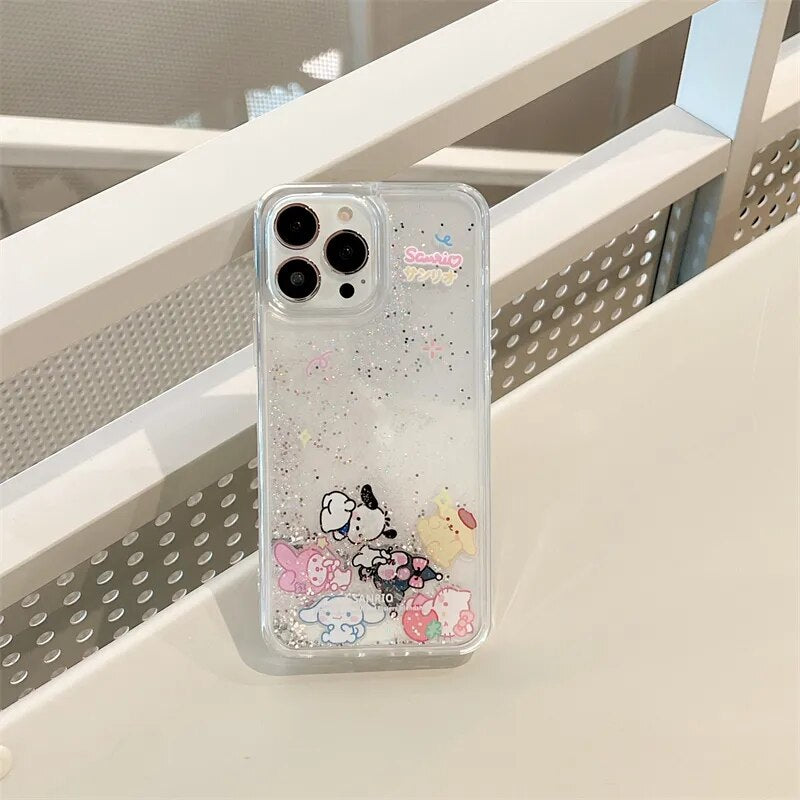 Sanrio Characters Glitter Quicksand Iphone Case