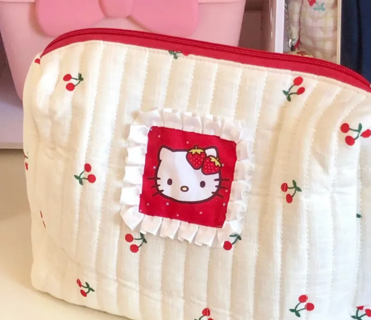 Fluffy Hello Kitty Toiletry Bag